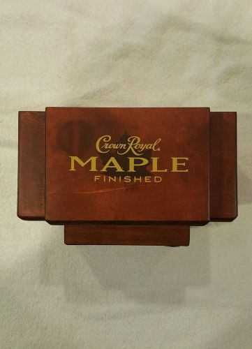 Crown Royal Maple Gold Logo Cherry Wood Napkin Straws Dispenser Bar Caddy