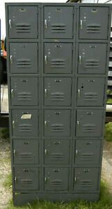 Vintage Medart 18 Square Gym Employee Lockers Set 6 Tall 3 Across