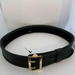Bianchi 7960 Sam Browne Duty Belt Basketweave Black w/ Brass Buckle (38&#034; - 40&#034;)