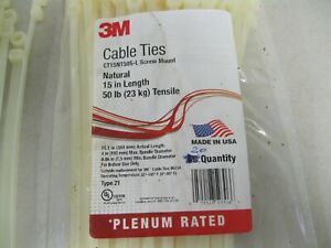 20 NEW 3M HEAVY DUTY CABLE TIES~MADE IN USA~15&#034; LONG~SCREW MOUNT~50 LBS TENSILE