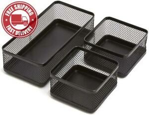 1InTheOffice Desk Baskets and Organizers Tray, Black Mesh Tray, Black Wire Mesh,
