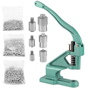 Hand Press Heavy Duty Grommet Punch Machine with 1500 Grommets and 3 Dies Set