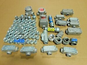 LOT OF 65+ NEW 3/4&#034; 1-/4&#034; 1/2&#034; EXPLOSION PROOF CONDUIT FITTINGS UNIONS AND MORE