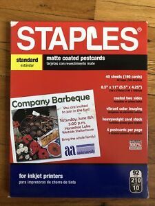 Staples Matte Coated Postcards  Inkjet  4UP  148  5.5&#034; x 4.25&#034; Cards