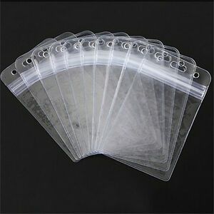 10 x Vertical Solid Vinyl Clear ID Card Badge Holder Case Cover Sleeve H qvB Qu