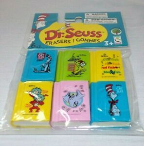Lot Dr. Seuss Erasers Miniature Book Cat in the Hat Green Eggs &amp; Ham Horton Who