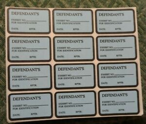 600 DEFENDANT&#039;S EXHIBIT NO. FOR ID Labels Stickers Blue