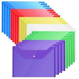 Plastic Envelopes Poly Envelopes - 24 Pack Poly Folders With Snap Button Clos...