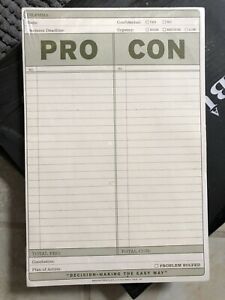 Knock Knock Pro-Con Pad 6 x 9 in Decision Making Notepad 60-Sheets - New Sealed