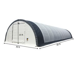 Gold Mountain Single Truss Arch Storage Shelter, Fabric Tent Building 30x85x15