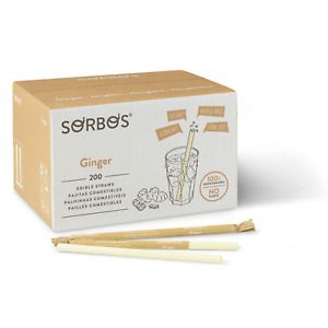 Sorbos Edible Straws, Ginger Flavored, No Plastic, Individually Packaged