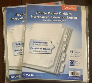 Cardinal Brands 84010 Double Pocket Dividers Tabbed Clear 5pk X2