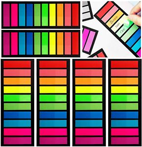 1200Pcs Colored Page Markers,6 Sets Fluorescent Sticky Tabs in 10 Primary Colors