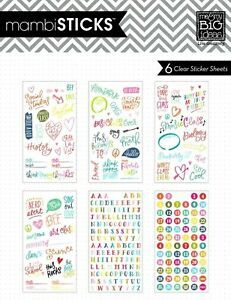 MAMBI Planner Scrapbook STICKER BOOK 6 sheets - Words Icons Alphabets Numbers