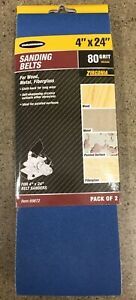 Warrior 80 Grit Alumina Zirconia Sanding Belts For 4&#034; x 24&#034; Belt Sanders 2 Pcs