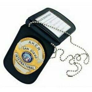 Aker Leather A597-BP Reversible Neck Badge ID Holder Black