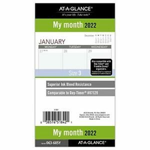 2022 Monthly Planner Refill by AT-A-GLANCE 87129 Day-Timer 3-3/4&#034; x 6-3/4&#034; Si...