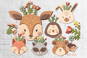 Animals with flowers SVG Bundle Laser cut files for Glowforge, Cricut