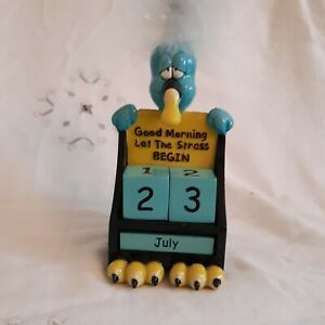 Vintage porcelain Bird Perpetual Flip Calendar Good Morning Let the Stress Begin