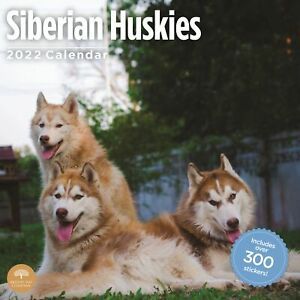 2022 Siberian Huskies Sticker Wall Calendar by Bright Day
