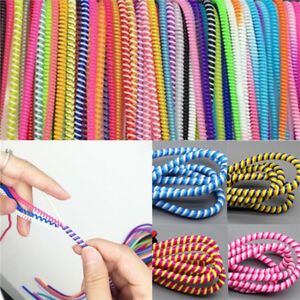 10X Spiral Phone USB Data Charging Cable Wire Cord Wrap Protector DIY Winder~fi