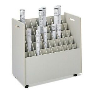 SAFCO 3083 Laminate Mobile Roll Files, 50 Comps, 30.25w x 15.75d x 29.25h, Putty
