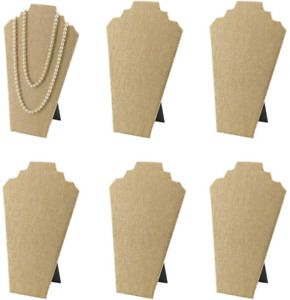 Necklace Easel Jewelry Organizer Stand Reinforced Bracket Gold Linen Pack of 6