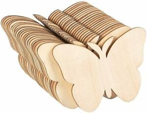 Wooden Butterfly Pieces, Unfinished Wood Cutout Set (3.7 x 2.7 in, 24 Pack)