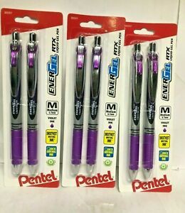 6 pc Pentel EnerGel Liquid Steel Tip Gel Pens  0.7 mm  Medium Point, Purple Ink