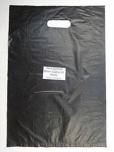 200 Qty. 12&#034; x 3&#034; x 18&#034; Black High-Density Plastic Merchandise Bag w /  Handle