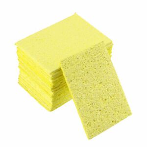 Soldering Sponge 51x35.5x1.9mm for Iron Tips Cleaner, Rectangle Yellow 20pcs