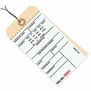 Aviditi Inventory Tags with Printed Carbonless Top Sheet 8 6 1/4&#034; x 3 1/8&#034;Wir...