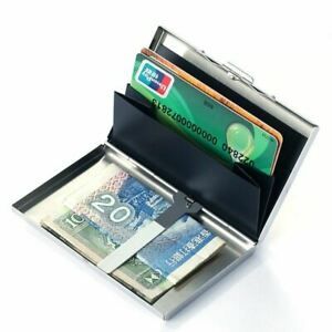 Rfid Stainless Steel Silver Metal Bank ID Card Holder Women Men Credit Card Cove