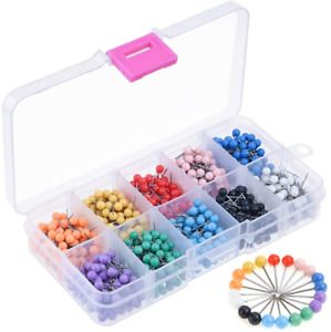 Kuuqa 1000 Pieces 1/8 Inch Map Push Pins Map Tacks With Plastic Round Heads And