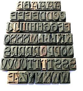 Letterpress WOOD Type 2&#034; DECORATIVE Alphabet 63pcs  **EXCEPTIONAL Hand Carved**