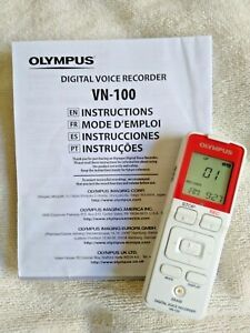 TESTED Olympus VN-100 Pocket Digital Voice Recorder 74 Hrs Flash Memory + Manual