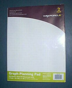 WEXFORD 8.5 in x 11 in Graph Planning Paper Pad 4x4 sq = 100 Sheets - BRAND NEW!