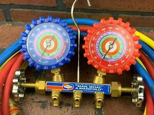 UNIWELD Manifold Gauge Set &amp; 60&#034; EZ TURN  Anti-blowback hoses 410a R22