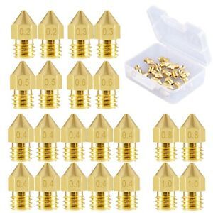 SIQUK 22 Pieces 3D Printer Nozzles MK8 Nozzle 0.2mm, 0.3mm, 0.4mm, 0.5mm, 0.6...