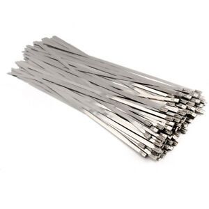 100PCS 4.6x300mm Stainless Steel Exhaust Wrap Coated Locking Cable Zip Ties #JD