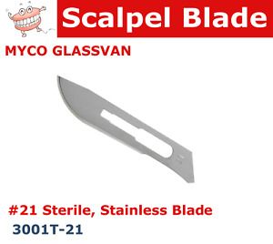 Dental Surgery Scalpel Blade, #21, Sterile, Stainless, GLASSVAN  3001T-21