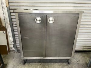 49x19 Stainless Steel Trash &amp; Storage Cabinet On Wheels Bus Station NSF #6413