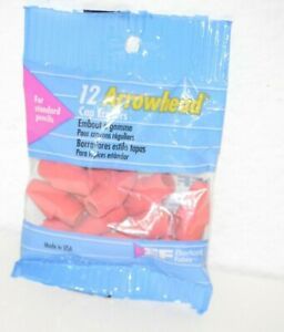 EF Eberhard Faber 12 Arrowhead Cap Erasers * Made in USA * NOS
