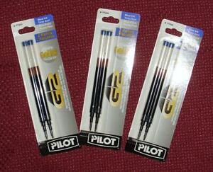 LOT OF 6 NEW 77241 PILOT G2 RETRACTABLE GEL PEN REFILL FINE POINT BLUE INK