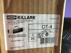 Killark OT-4 1-1/4&#034; T Type, Threaded Die cast Aluminum Conduit Body - NEW IN BOX
