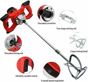 2100w Electric Hand-Held Concrete Mixing Drill Bit,6 Speeds 110v Used For Mixing