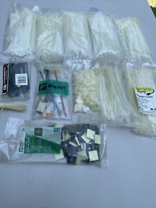 lot of cable ties, nylon mounting base, cable clamp