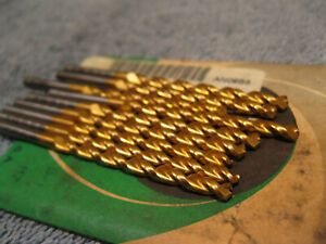 9/64 PRECISION TWIST PARABOLIC JOBBER LENGTH DRILL TIN COATED QTY 9