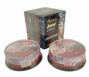 Imation CD-R 80 Min Recording 700MB 50 Disc 25 Pack Jewel Tone Case Lot Bundle