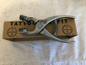 Stone Small Animal Tatoo Pliers Sheep Goat Dog 5/16 Letters 7” Long Exc Cond